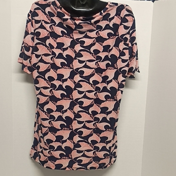 Elegant Women's Short Sleeve Top in Pink and Blue - Picture 7 of 14